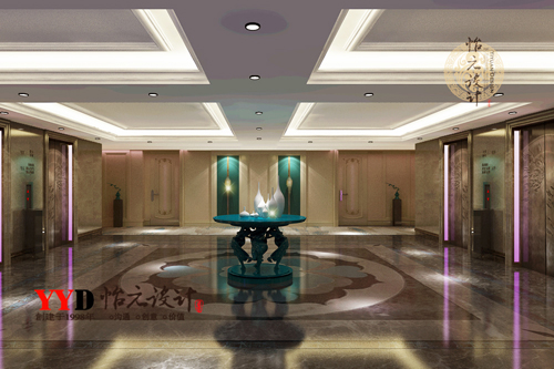 星级酒店客房层电梯间效果图设计.jpeg
